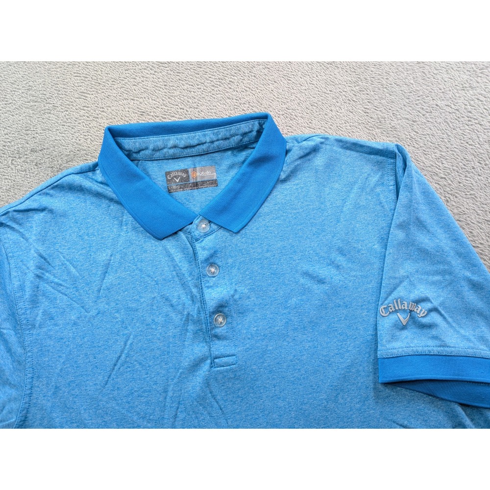 Callaway Opti-Dri Mens Blue Heathered Golf Polo Shirt Size Large Short Sleeve